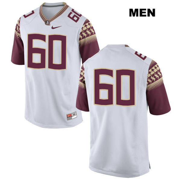 Men's NCAA Nike Florida State Seminoles #60 Andrew Boselli College No Name White Stitched Authentic Football Jersey VDN5069TT